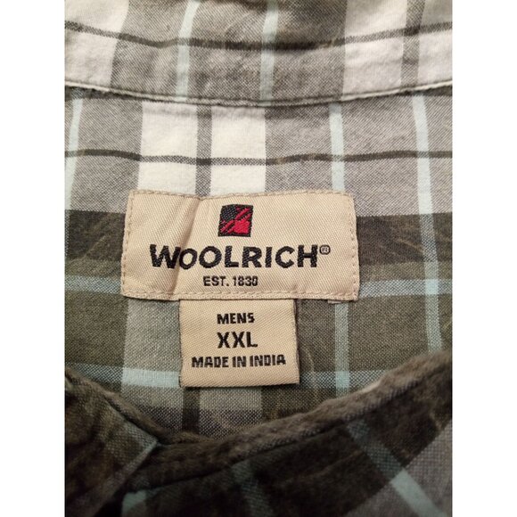 Woolrich Men's Green Grey White Short Sleeve Casual Button Down Shirt Si… - Picture 3 of 4